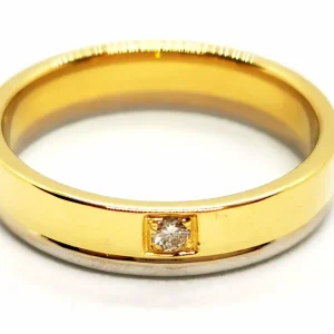 Bague Alliance Or jaune, Or blanc Diamant