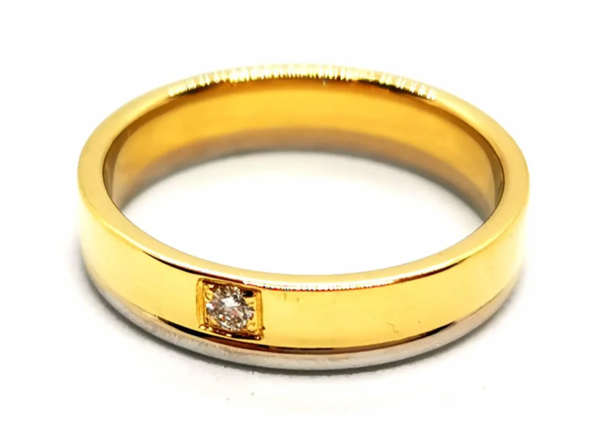 Bague Alliance Or jaune, Or blanc Diamant – Image 3