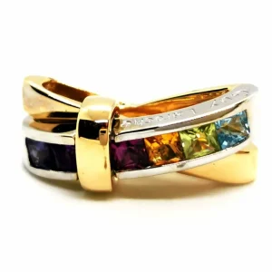 Guy laroche Pendentif Or blanc, Or jaune Améthyste, Citrine, Péridot