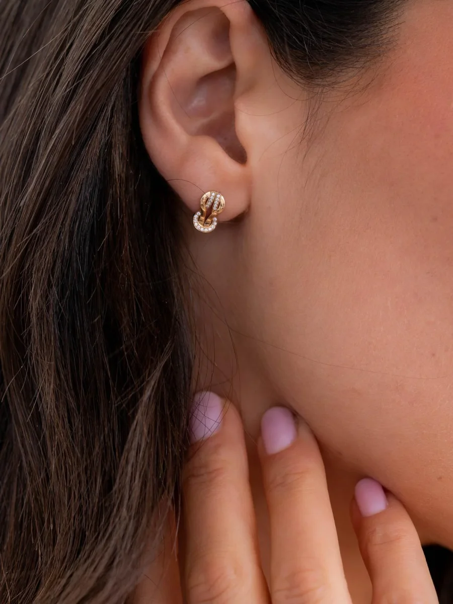 Fred Boucles d'oreilles Puces Chance infinie Or rose Diamant – Image 3