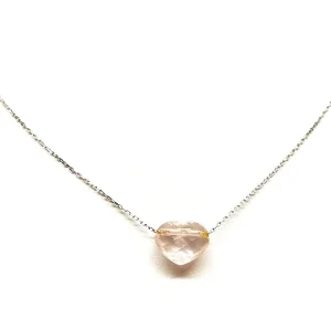 Morganne bello Collier Coeur Or blanc Quartz