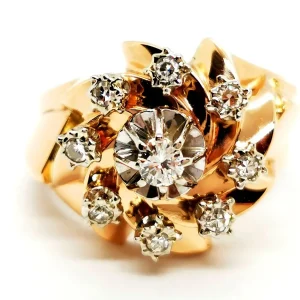 Bague Art déco Or rose, Or blanc Diamant