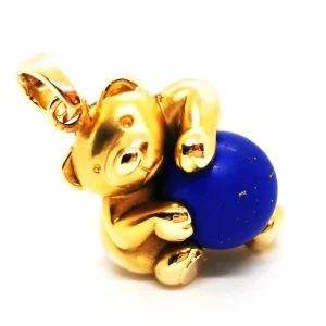 Pendentif Animal Or jaune Lapis lazuli