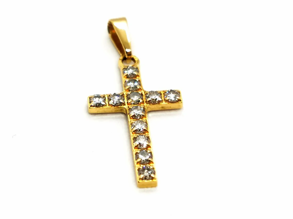 Pendentif Croix Or jaune Diamant – Image 2