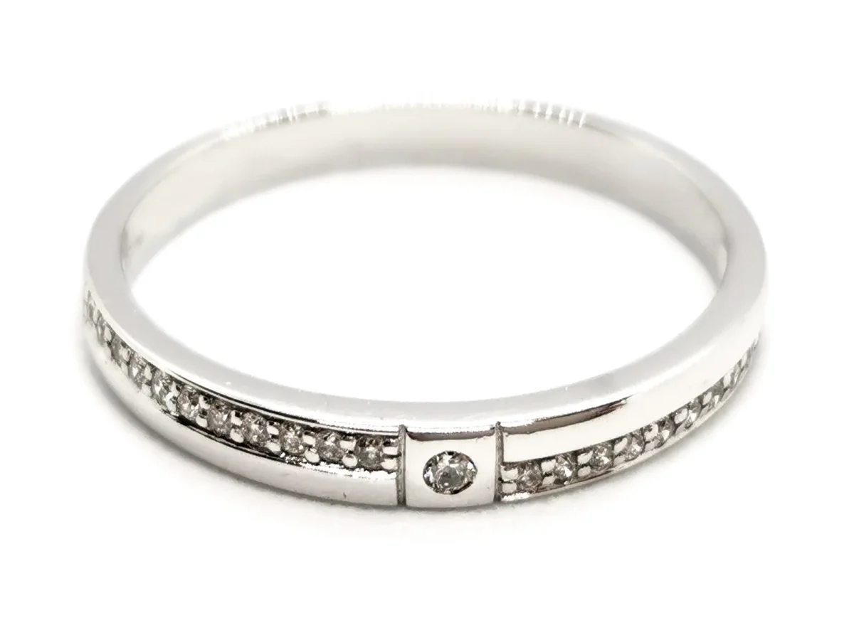 Bague Demi alliance Or blanc Diamant