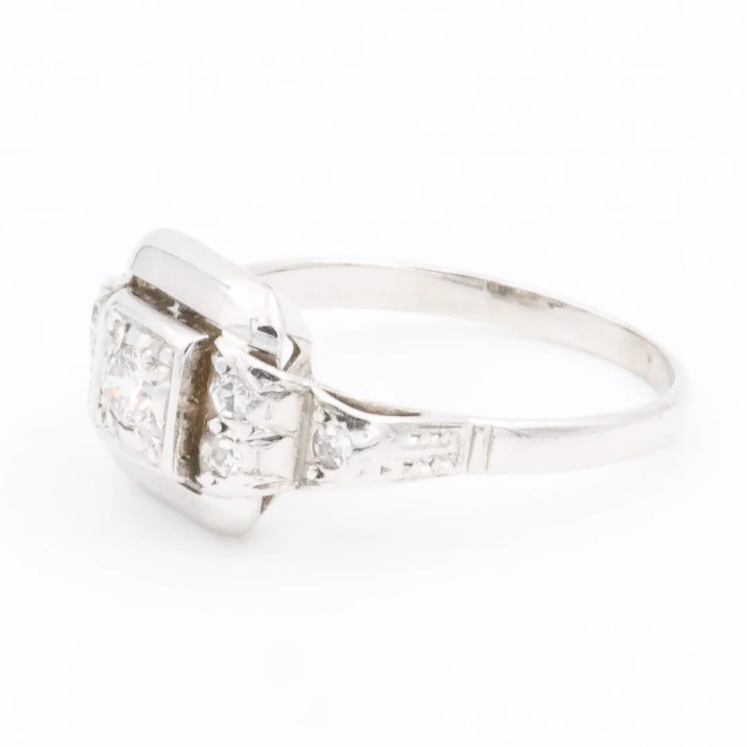 Bague Art déco Or blanc Diamant – Image 4