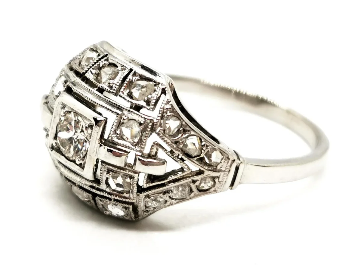 Bague Art déco Or blanc, Platine Diamant – Image 5