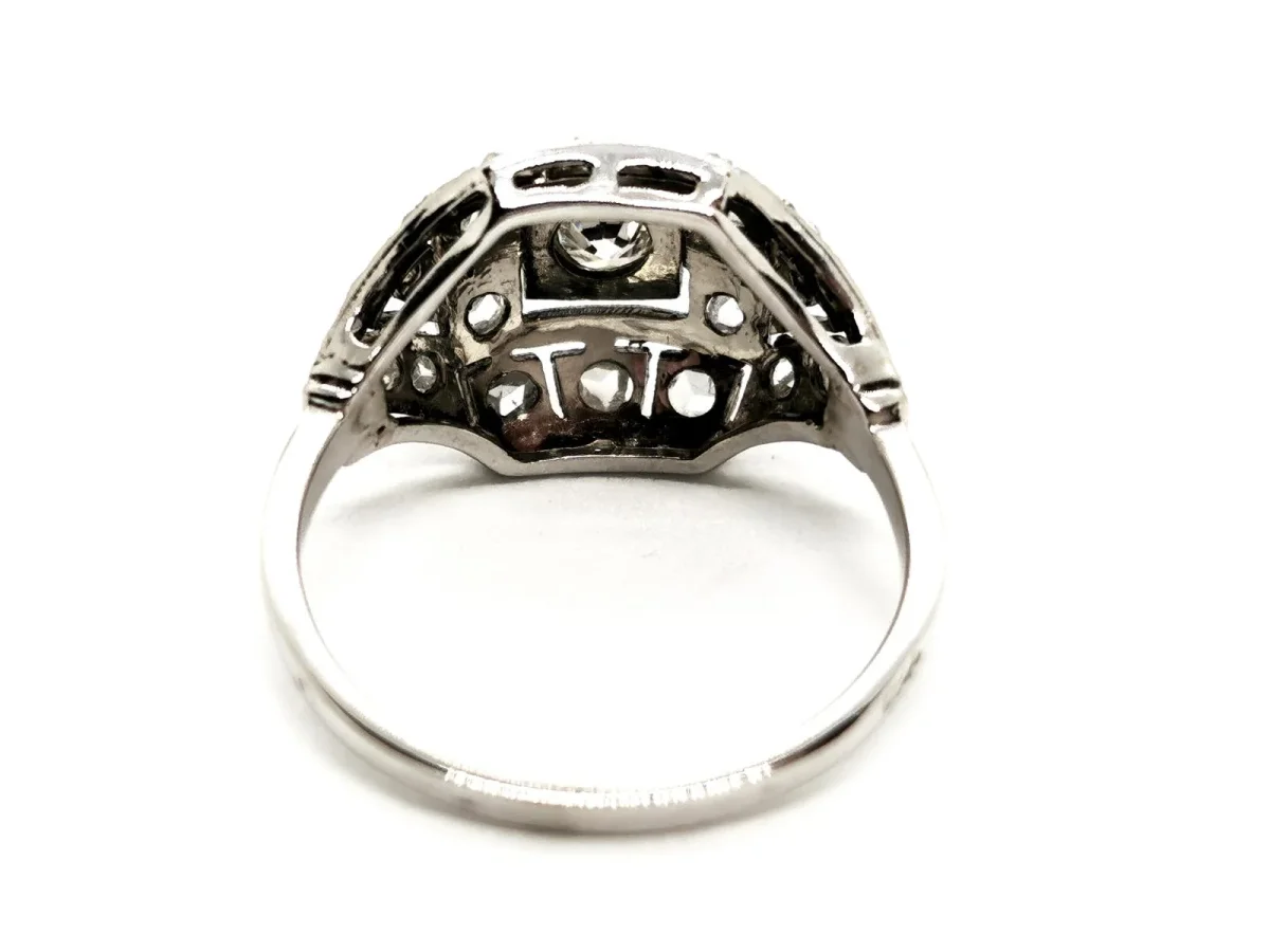 Bague Art déco Or blanc, Platine Diamant – Image 6