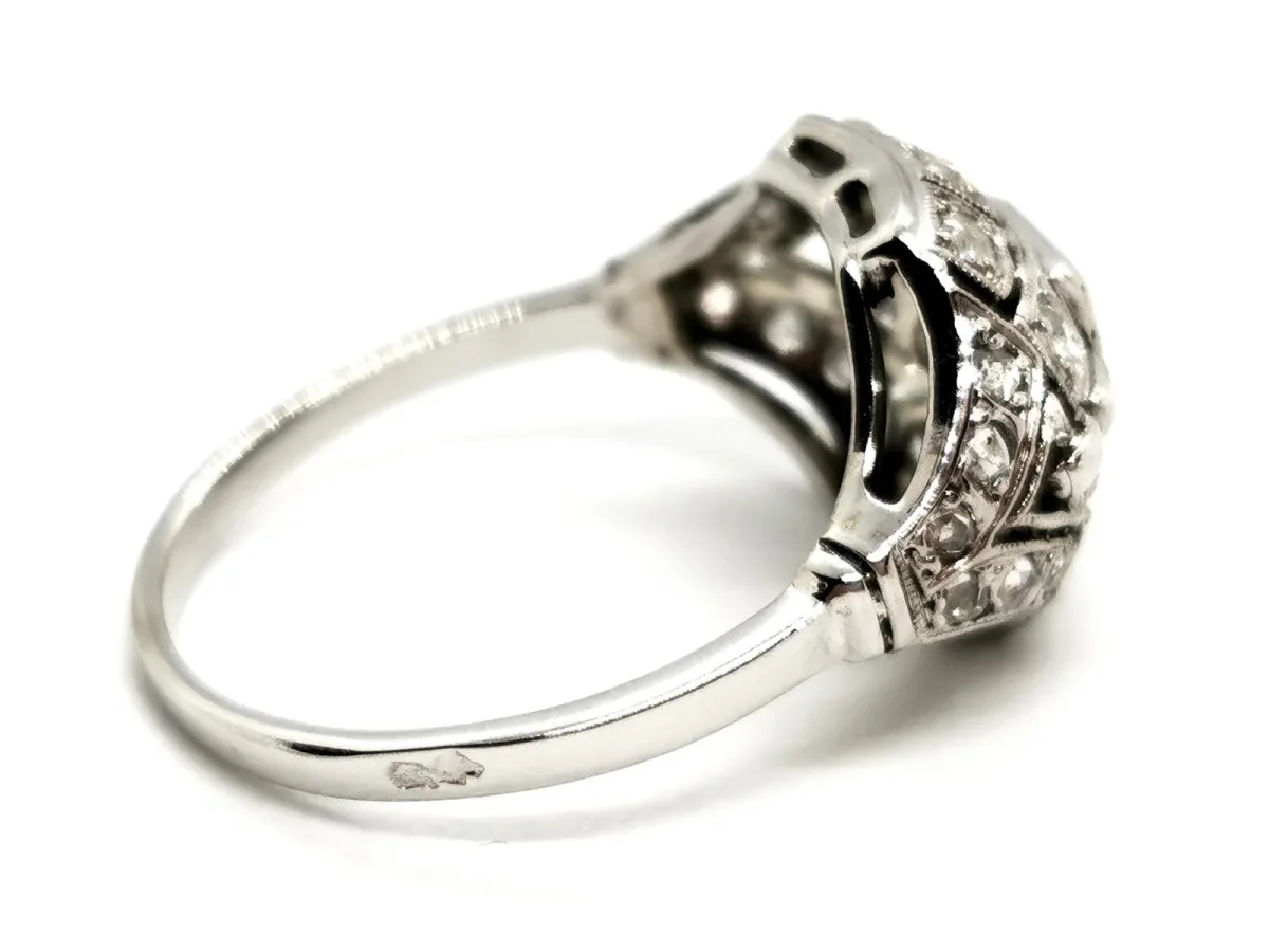Bague Art déco Or blanc, Platine Diamant – Image 7