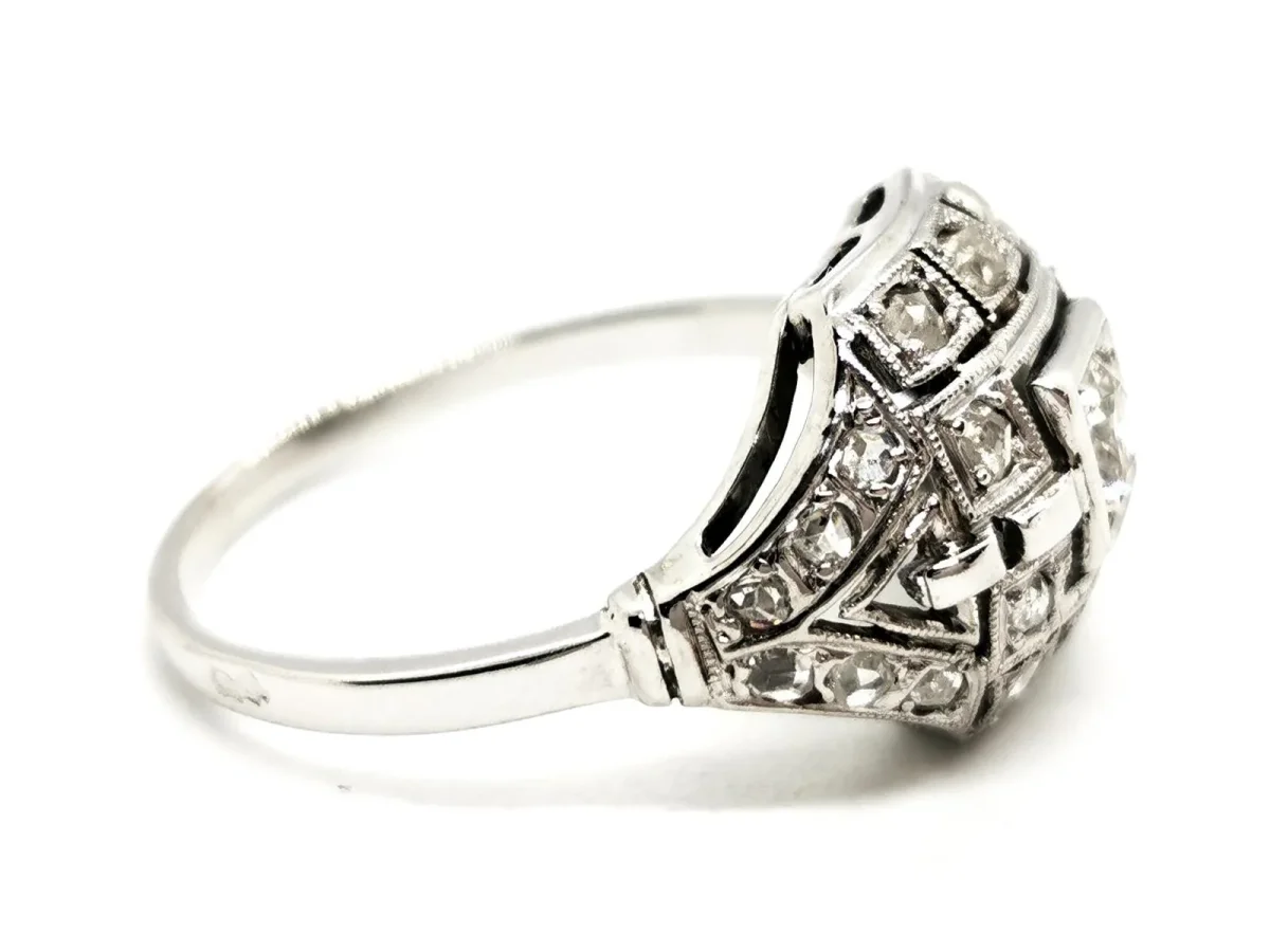 Bague Art déco Or blanc, Platine Diamant – Image 8