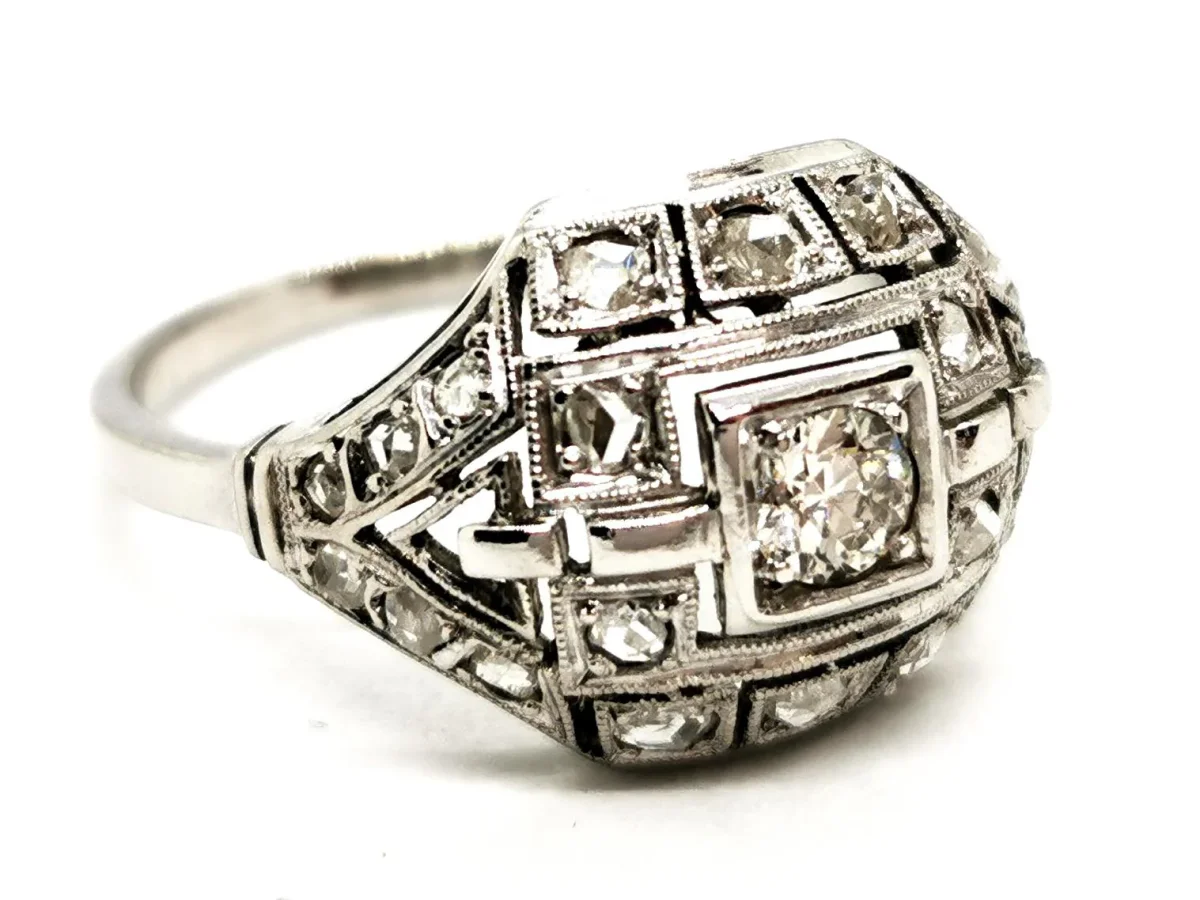 Bague Art déco Or blanc, Platine Diamant – Image 9