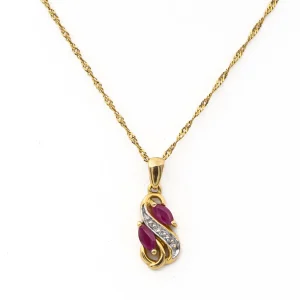 Collier Pendentif Or jaune, Or blanc Rubis, Diamant