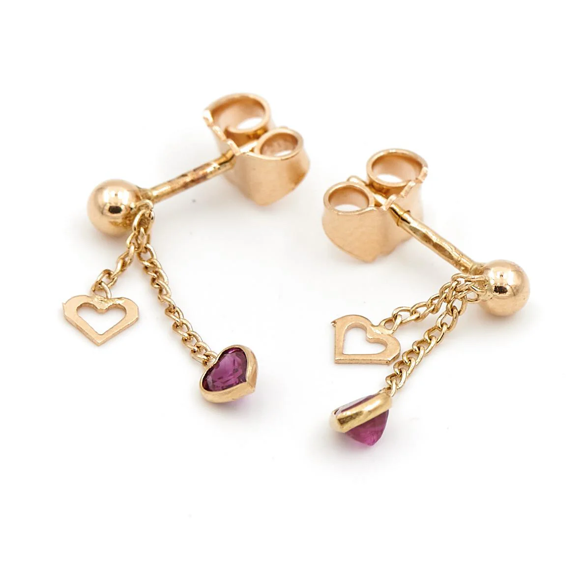 Boucles d'oreilles Coeur Or jaune Rubis – Image 5
