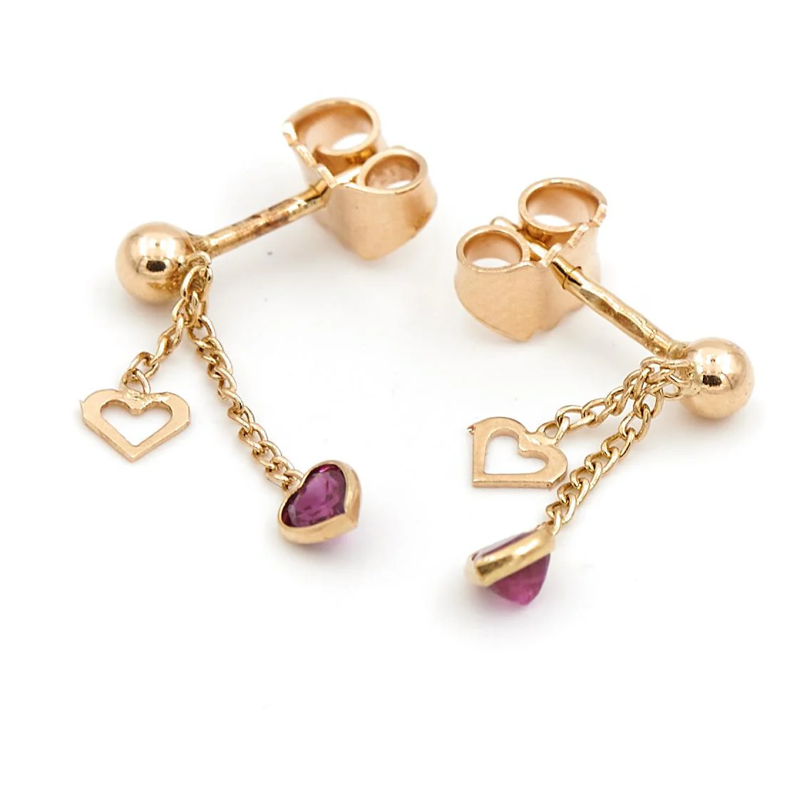 Boucles d'oreilles Coeur Or jaune Rubis – Image 7