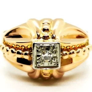 Bague Art déco Or rose Diamant