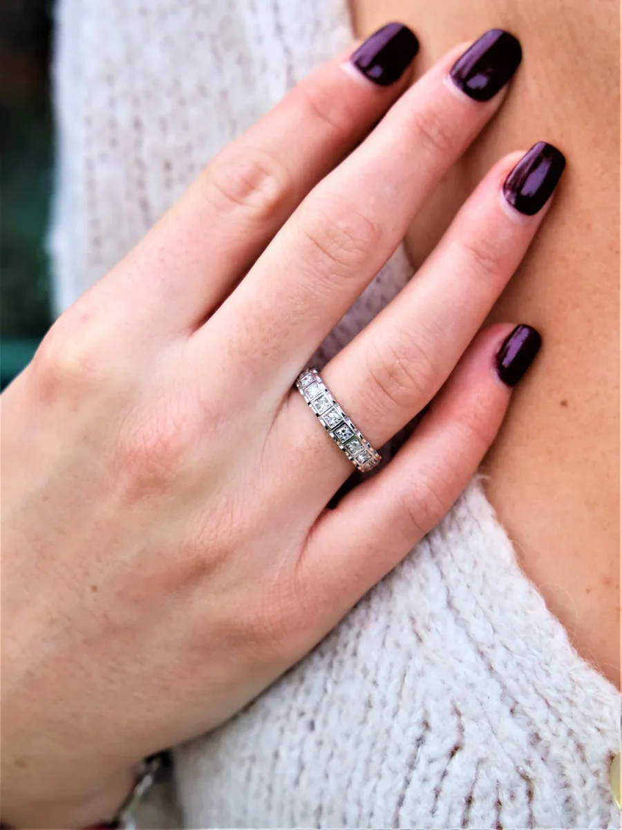 Bague Alliance Or blanc Diamant – Image 3