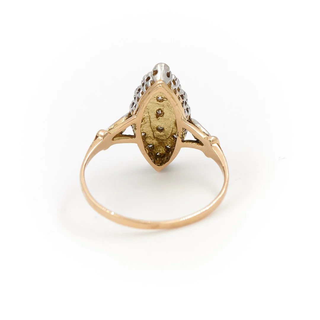 Bague Marquise Or jaune, Or blanc Diamant – Image 7