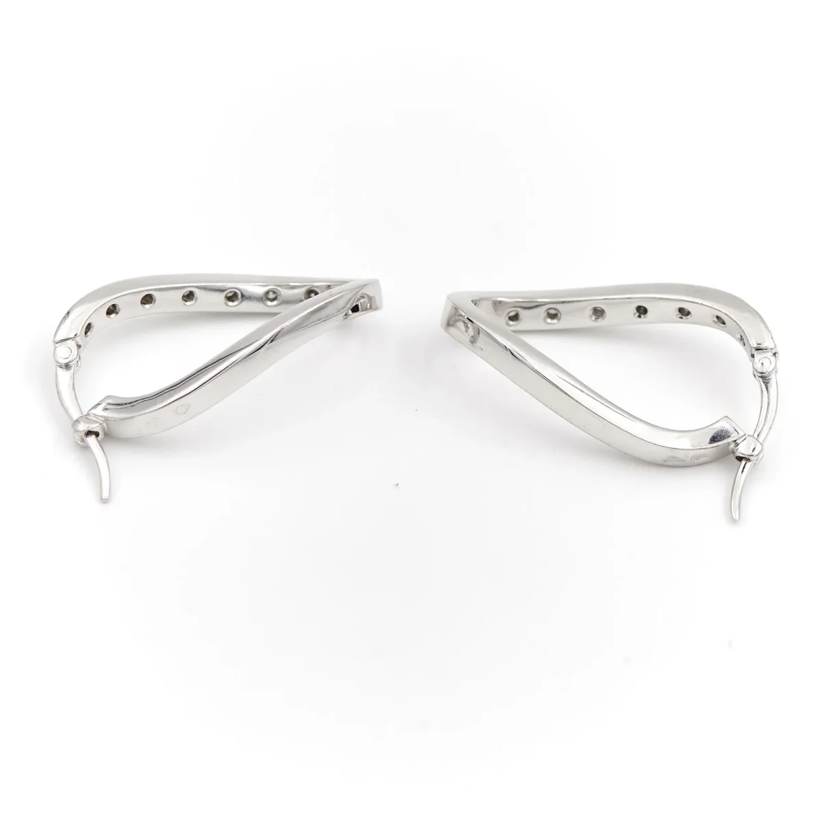 Boucles d'oreilles Créoles Or blanc Diamant – Image 4