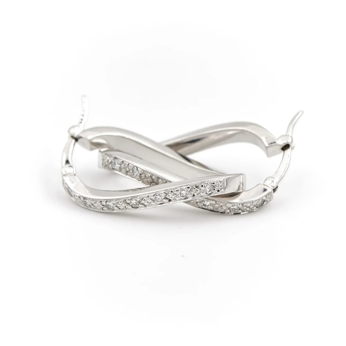 Boucles d'oreilles Créoles Or blanc Diamant – Image 5