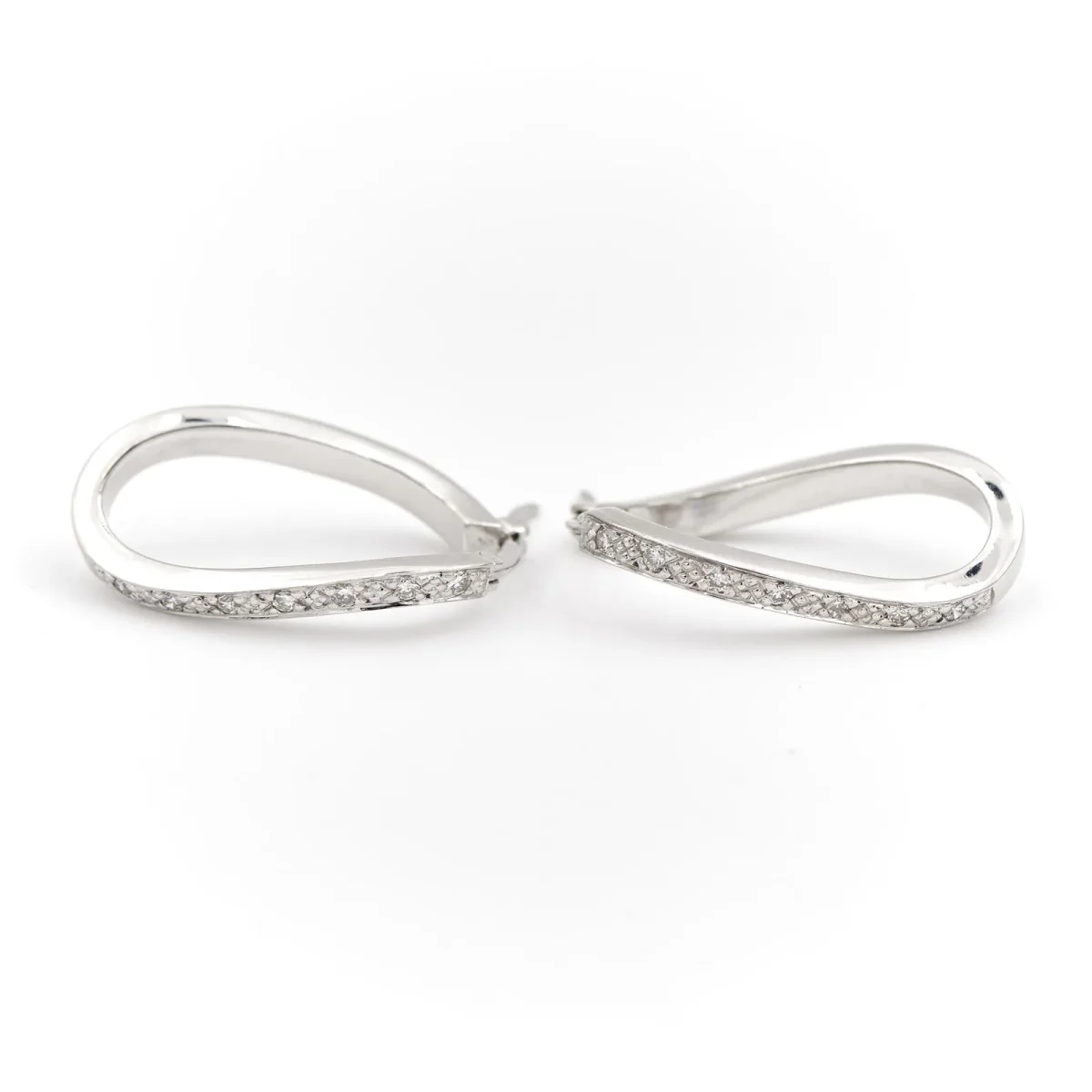 Boucles d'oreilles Créoles Or blanc Diamant – Image 6