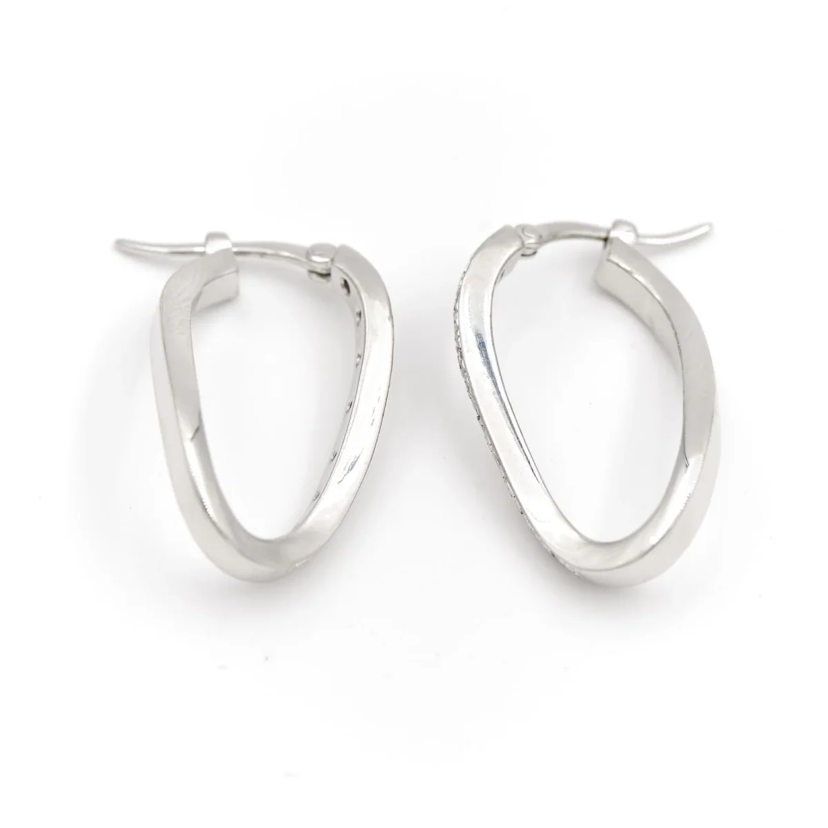Boucles d'oreilles Créoles Or blanc Diamant – Image 7