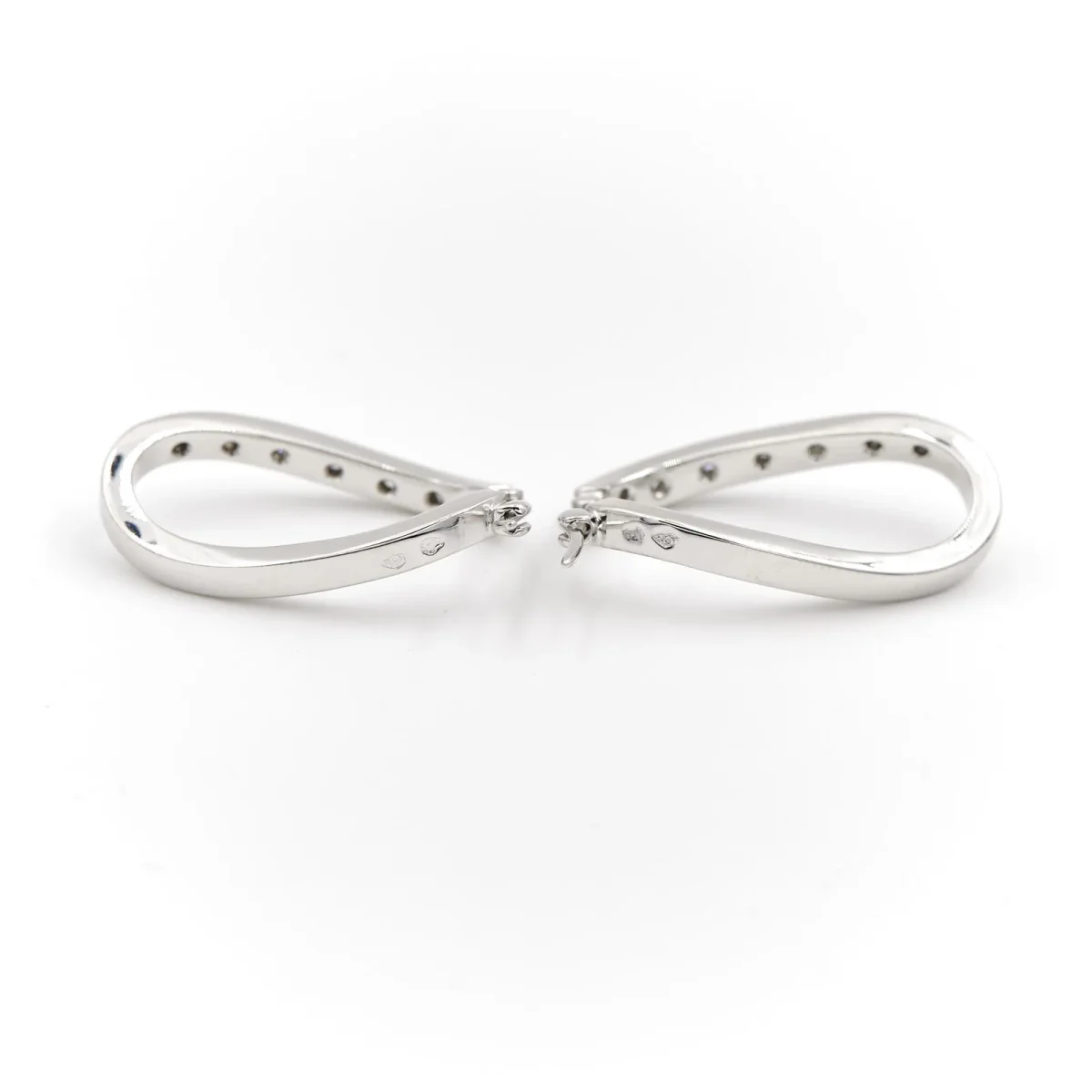 Boucles d'oreilles Créoles Or blanc Diamant – Image 8