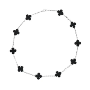 Van cleef & arpels Collier Ras de cou Alhambra Or blanc Onyx