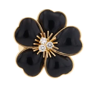 Van cleef & arpels Bague Rose de noel Or jaune Diamant, Onyx