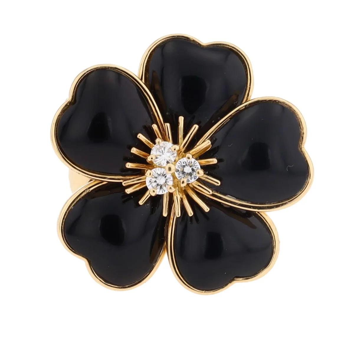 Van cleef & arpels Bague Rose de noel Or jaune Diamant, Onyx – Image 2
