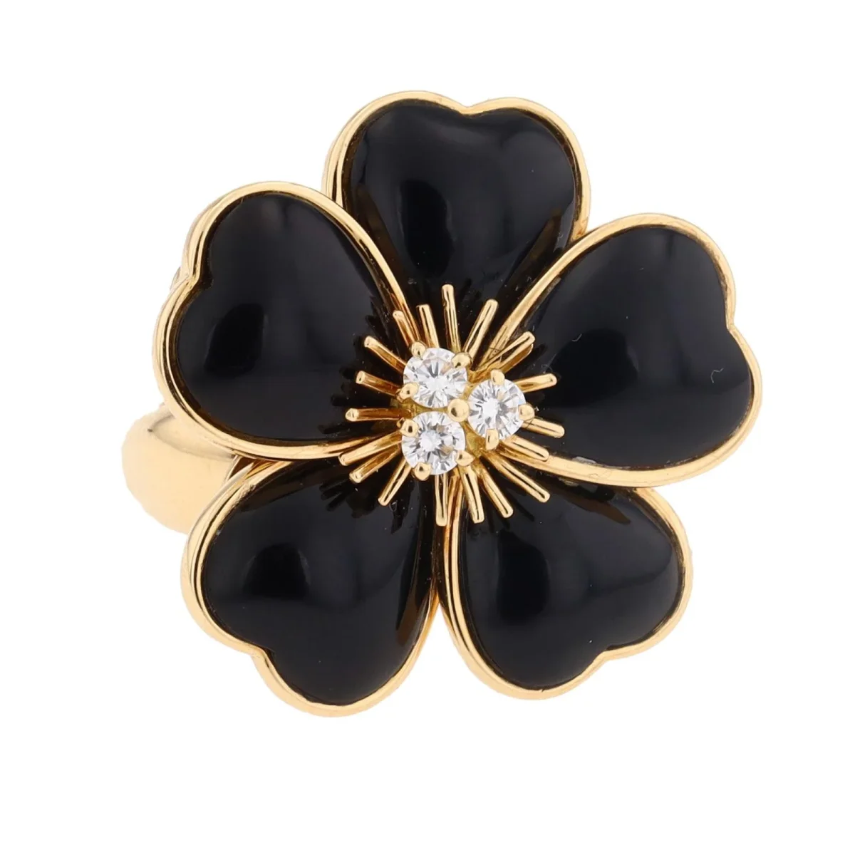 Van cleef & arpels Bague Rose de noel Or jaune Diamant, Onyx – Image 7