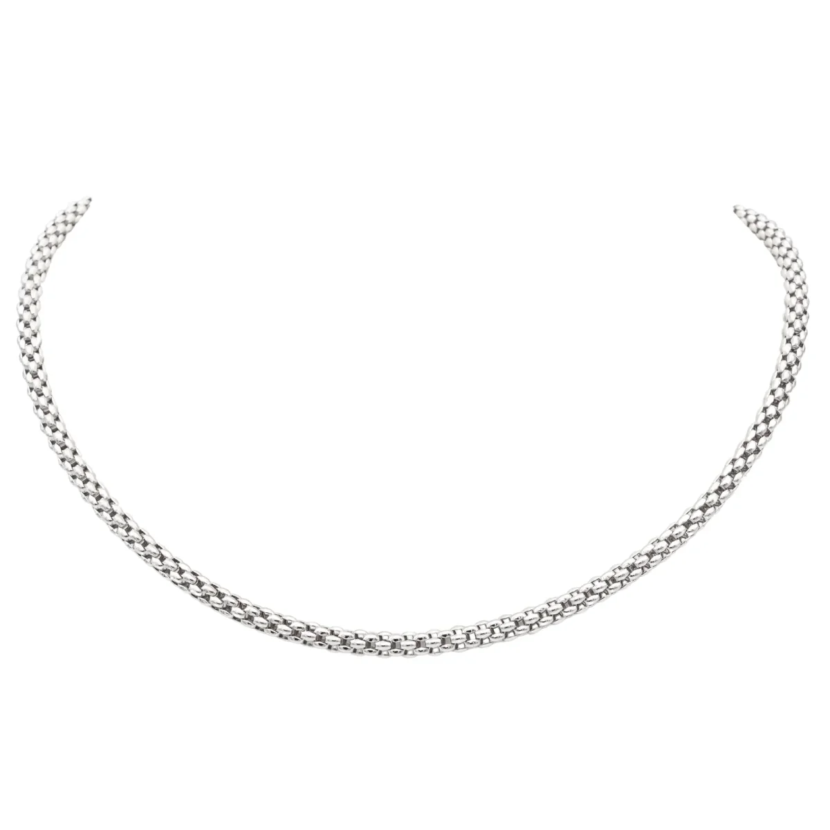 Fope Collier Maille pop-corn Or blanc – Image 2