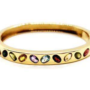 Bracelet Jonc Or jaune Saphir, Améthyste, Péridot