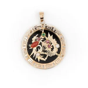 Pendentif Or jaune Rubis, Cornaline, Opale