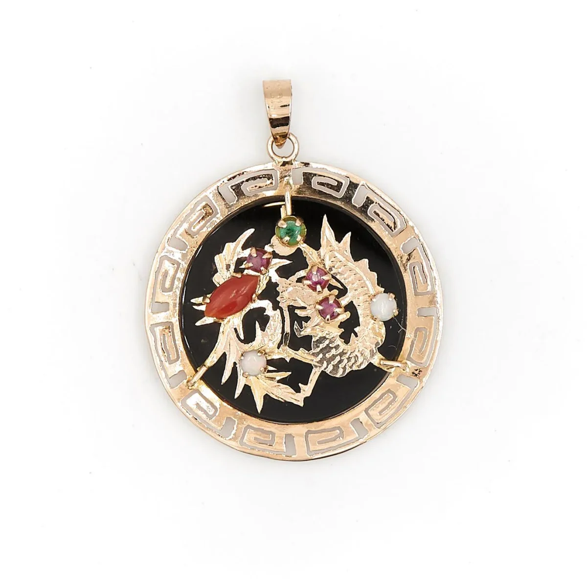 Pendentif Or jaune Rubis, Cornaline, Opale – Image 2