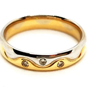 Bague Alliance Or jaune, Or blanc Diamant