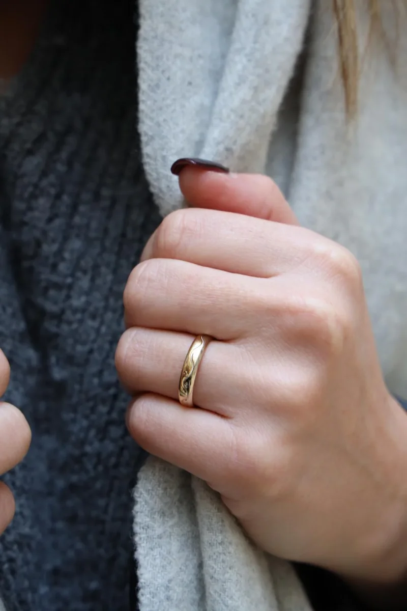 Bague Alliance Or jaune, Or blanc Diamant – Image 3