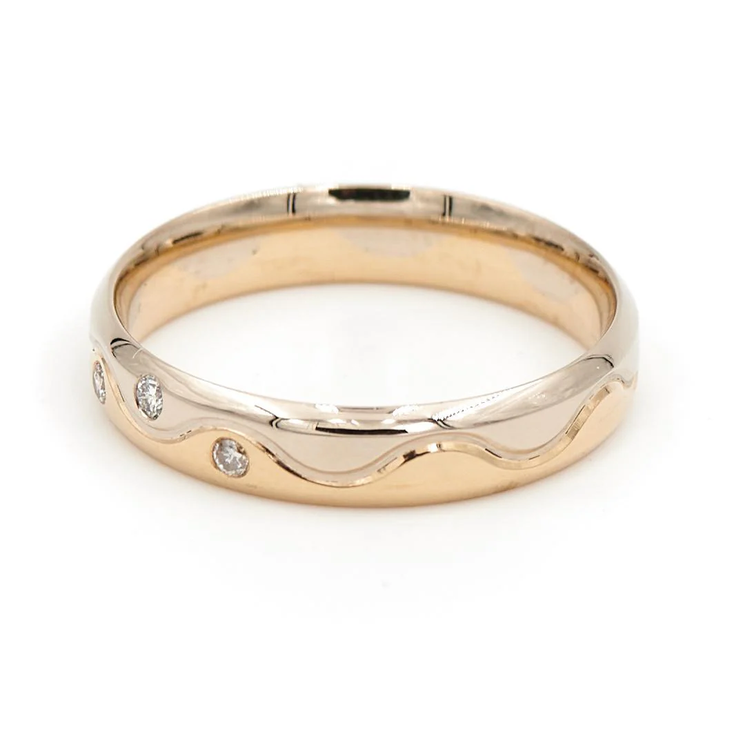 Bague Alliance Or jaune, Or blanc Diamant – Image 5