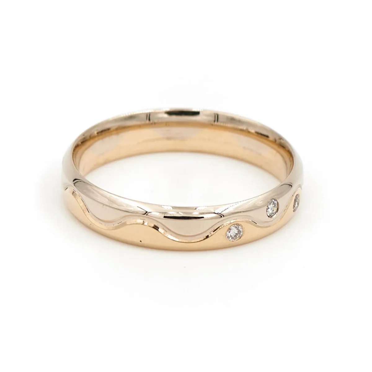 Bague Alliance Or jaune, Or blanc Diamant – Image 6