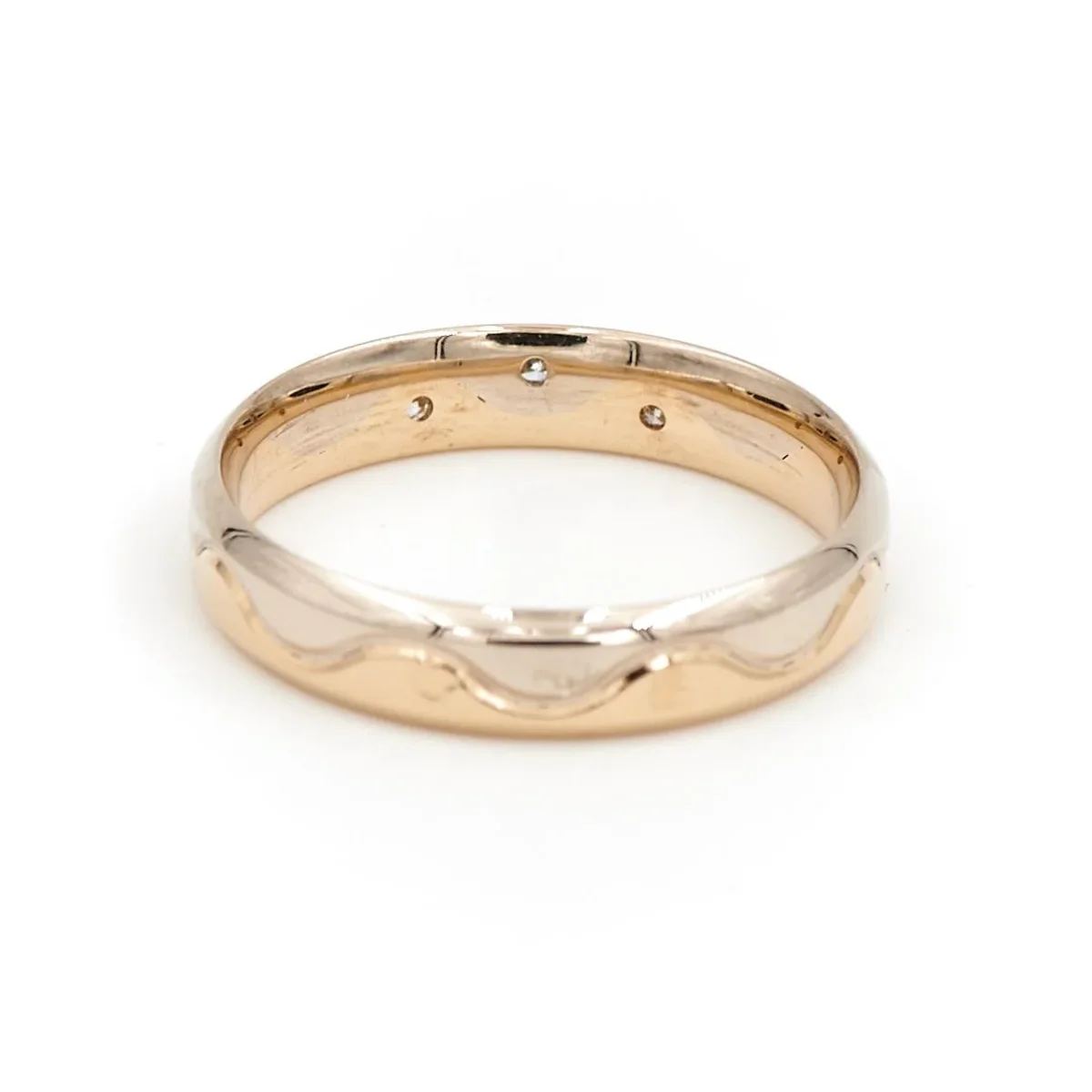 Bague Alliance Or jaune, Or blanc Diamant – Image 7