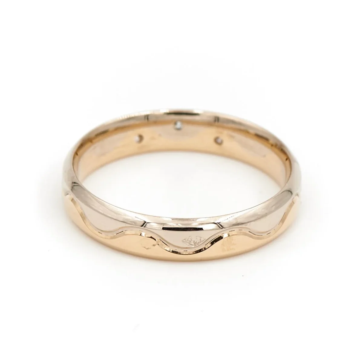 Bague Alliance Or jaune, Or blanc Diamant – Image 8