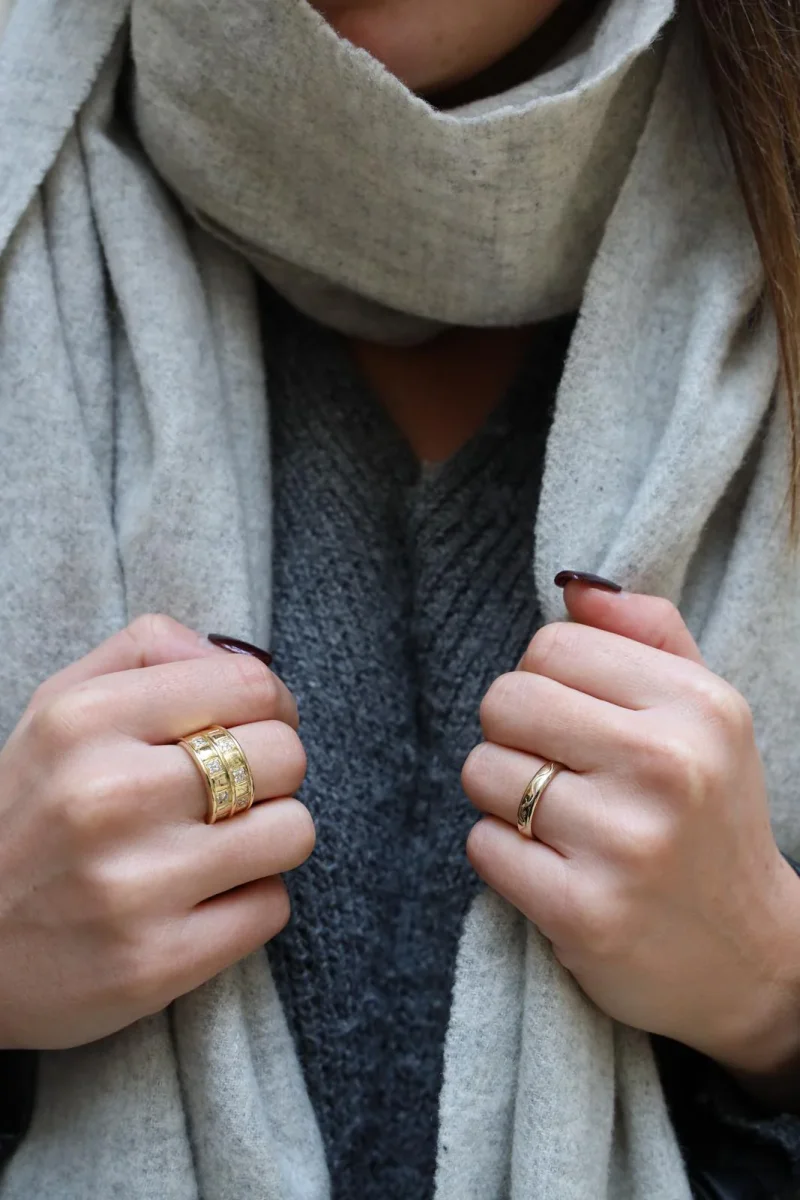 Bague Alliance Or jaune, Or blanc Diamant – Image 9