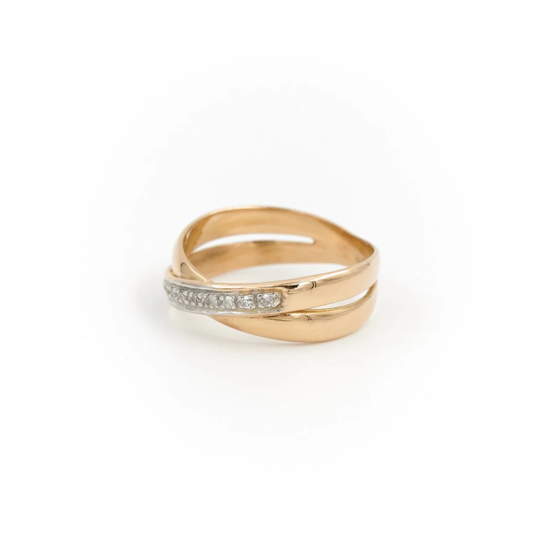 Bague Alliance Or jaune, Or blanc Diamant – Image 5