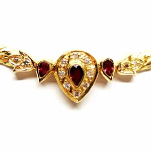 Collier Maille anglaise Or jaune Rubis, Diamant