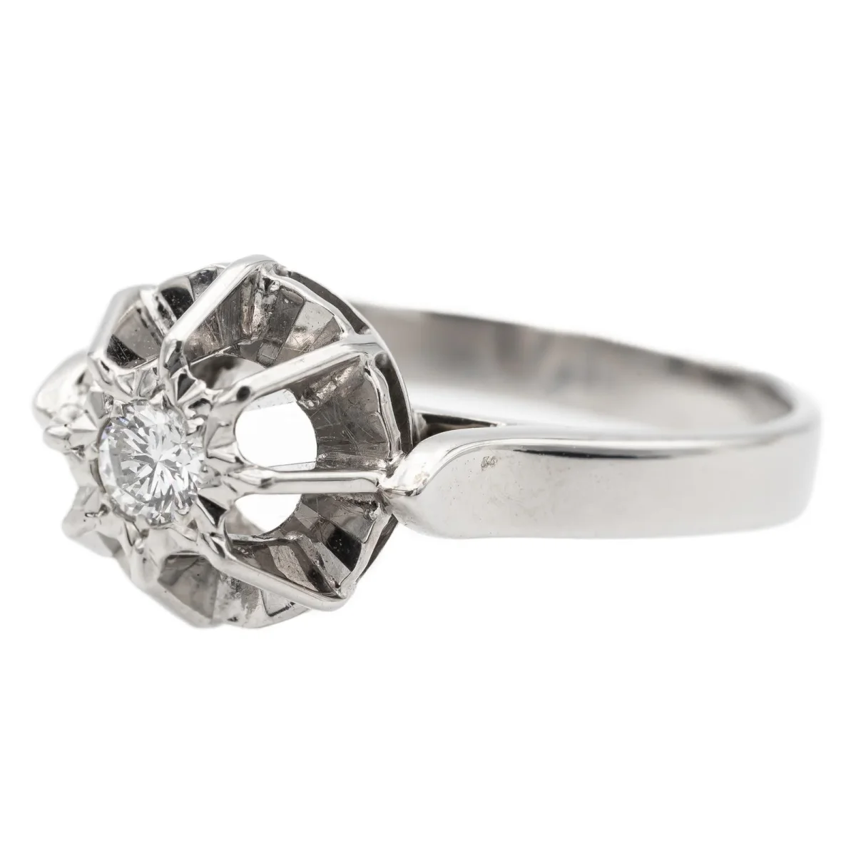 Bague Solitaire Or blanc Diamant – Image 4