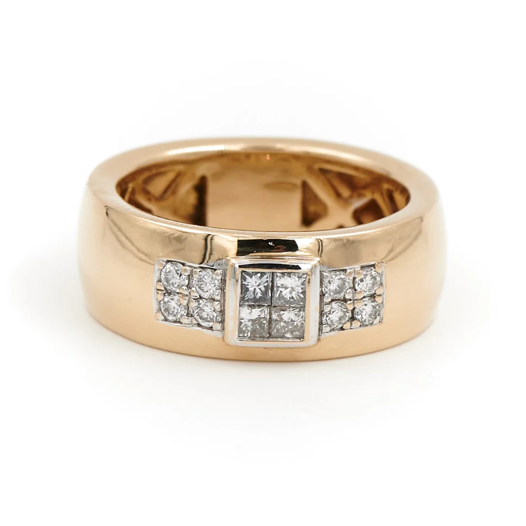 Diamani Bague Jonc Belle epoque Or jaune, Or blanc Diamant – Image 4