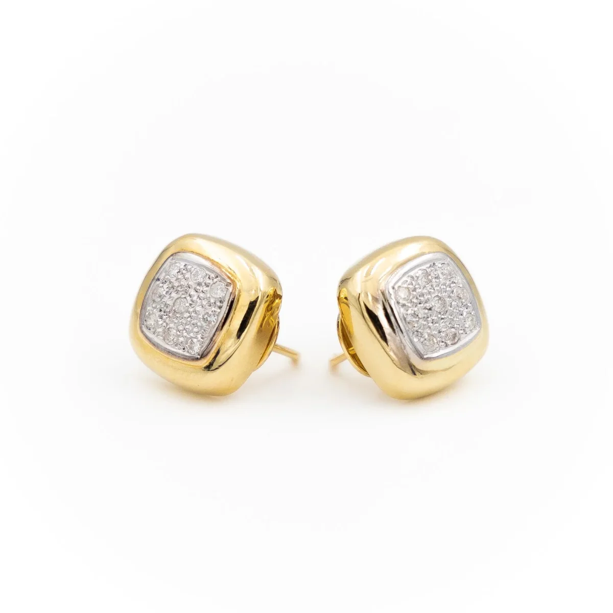 Boucles d'oreilles Puces Or jaune, Or blanc Diamant – Image 4