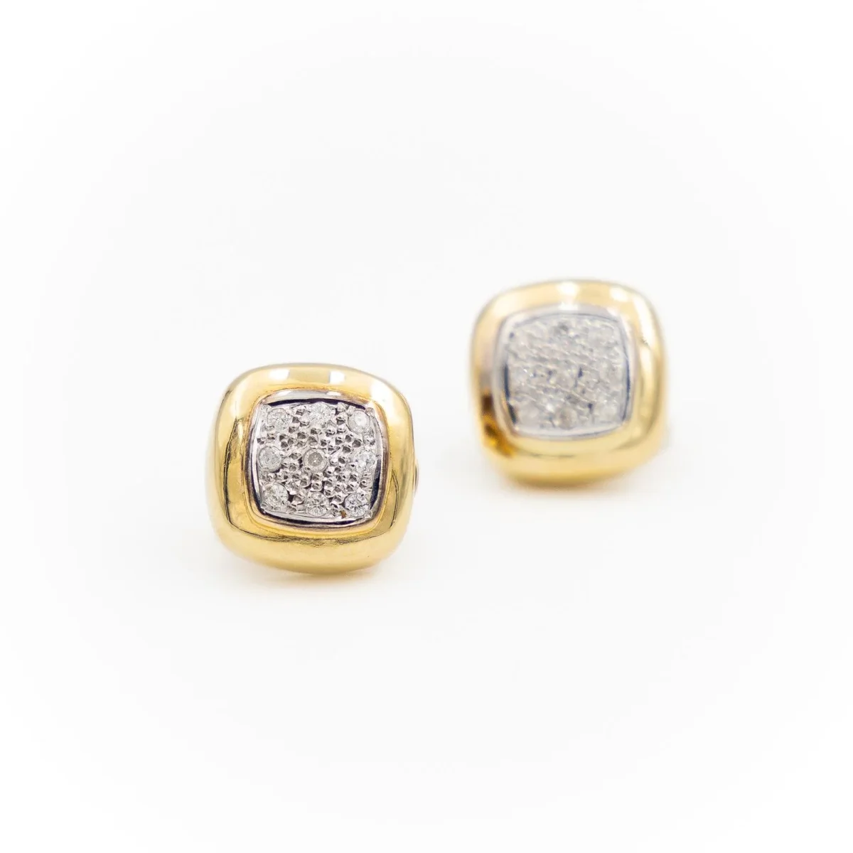 Boucles d'oreilles Puces Or jaune, Or blanc Diamant – Image 7