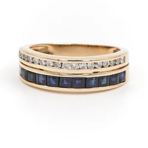 Bague Alliance Or jaune Diamant, Saphir