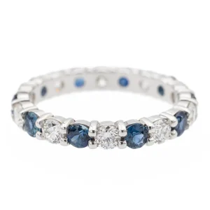 Bague Alliance Or blanc Saphir, Diamant