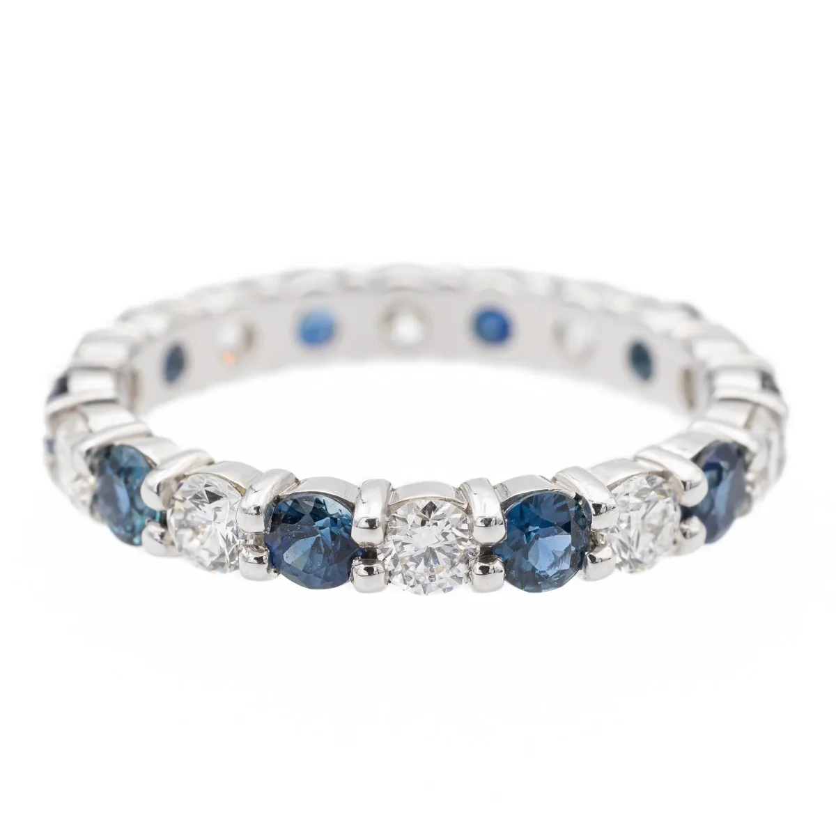 Bague Alliance Or blanc Saphir, Diamant – Image 2